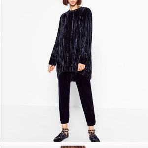 Zara blue velvet tunic medium